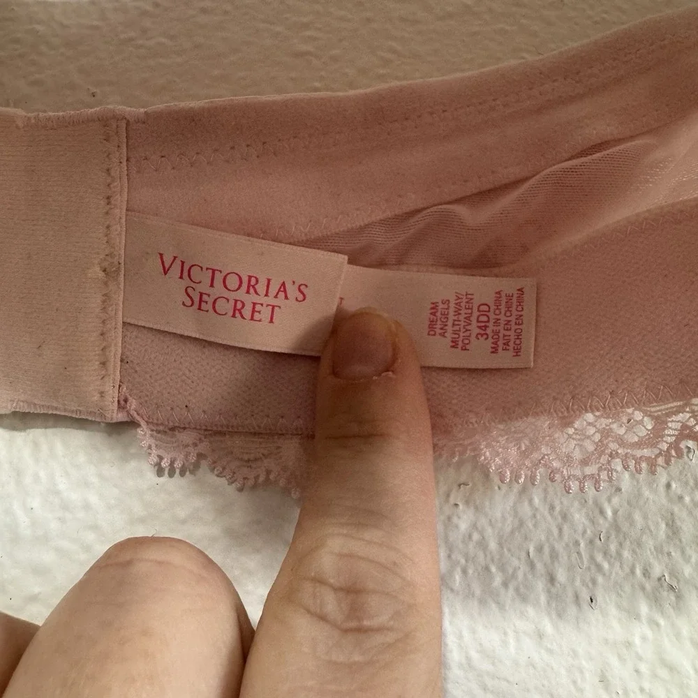 Victoria's‎ Secret LIght Pink Lace Strapless Push Up Bra Womens Size 34DD